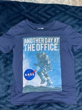 NASA Kids' Short Sleeve Graphic Tee in Navy - "Another Day at the Office"